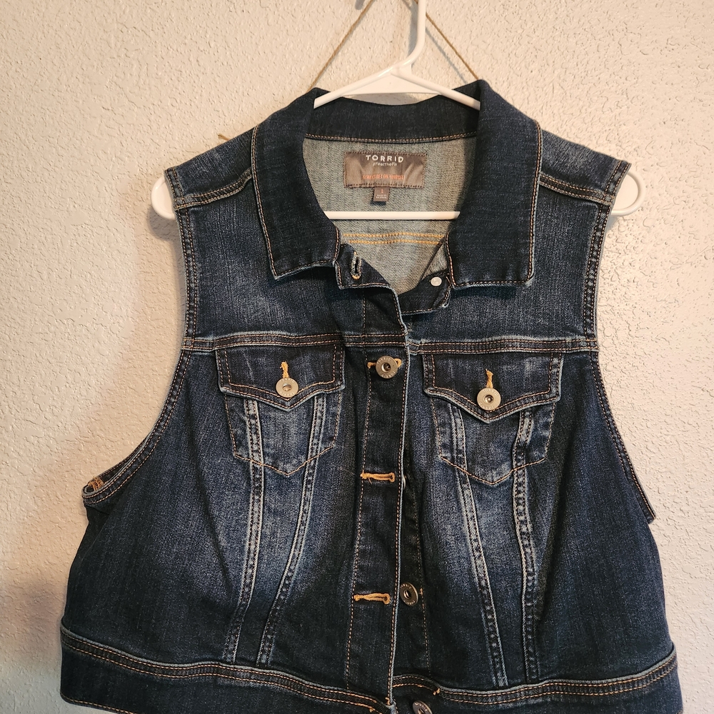 Torrid Dark Blue Denim Vest with Button Accents